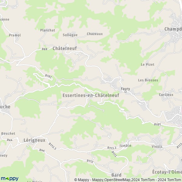 La carte pour la ville de Essertines-en-Châtelneuf 42600
