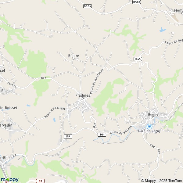 Carte Les Plaines, 42630 Pradines