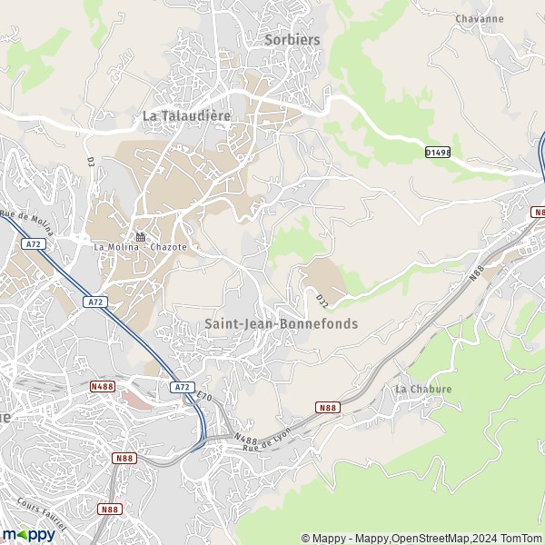 La carte pour la ville de Saint-Jean-Bonnefonds 42650