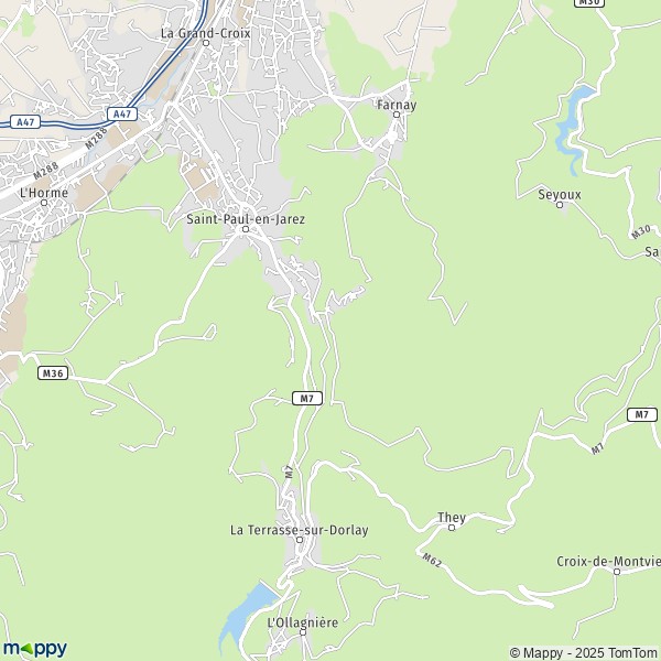 La carte pour la ville de Saint-Paul-en-Jarez 42740