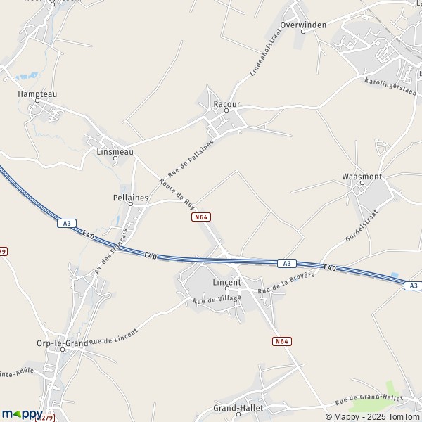 La carte pour la ville de 4287 Lincent