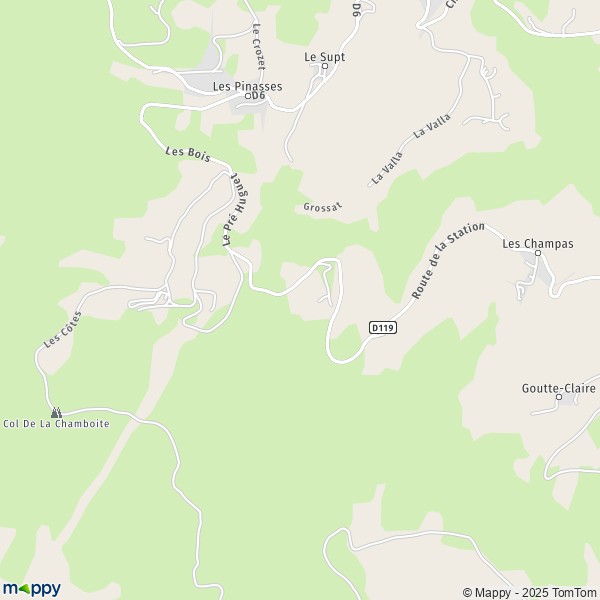 Carte Les Bassines, 42920 Chalmazel-Jeansagnière