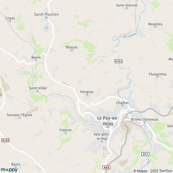 La carte pour la ville de Polignac 43000