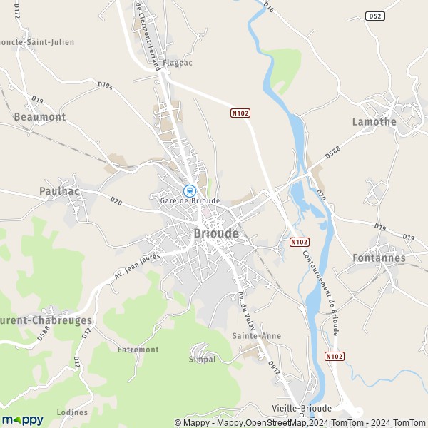 La carte pour la ville de Brioude 43100