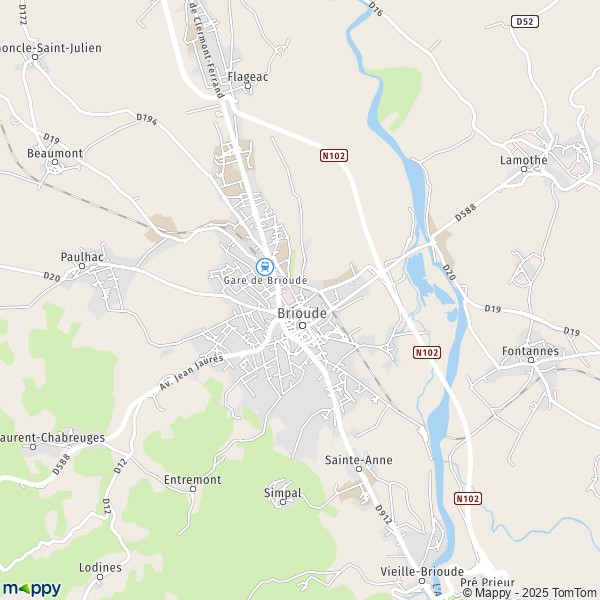 La carte pour la ville de Brioude 43100