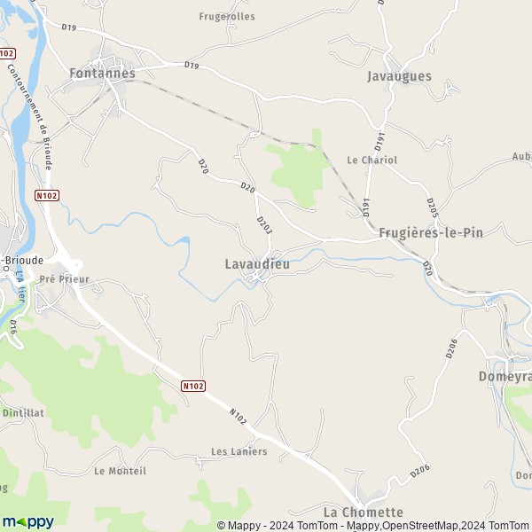 La carte pour la ville de Lavaudieu 43100
