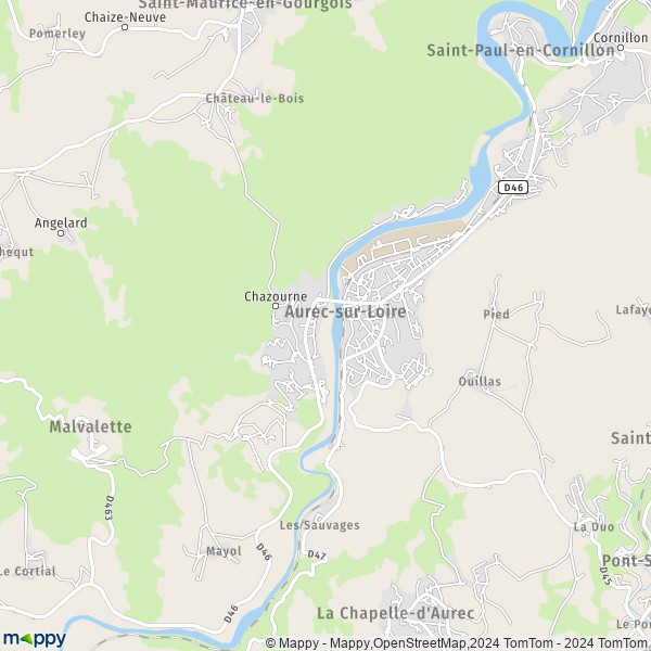 La carte pour la ville de Aurec-sur-Loire 43110