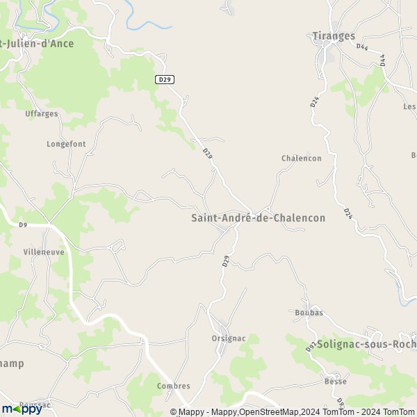 La carte pour la ville de Saint-André-de-Chalencon 43130