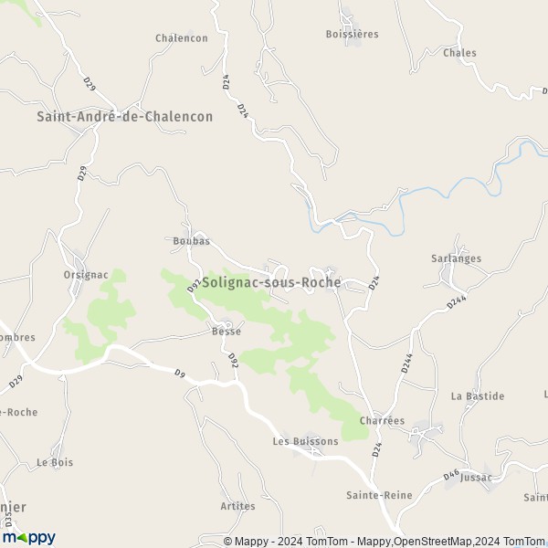 La carte pour la ville de Solignac-sous-Roche 43130