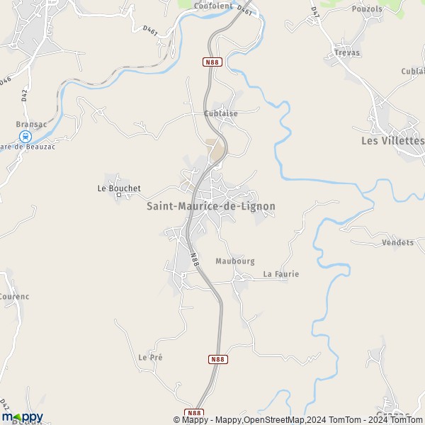 La carte pour la ville de Saint-Maurice-de-Lignon 43200