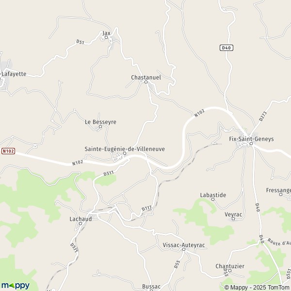 La carte pour la ville de Sainte-Eugénie-de-Villeneuve 43230