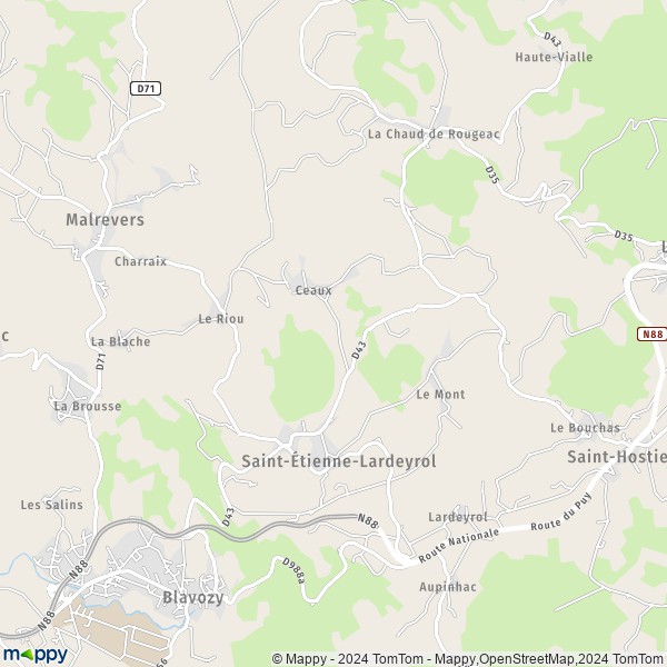 La carte pour la ville de Saint-Étienne-Lardeyrol 43260