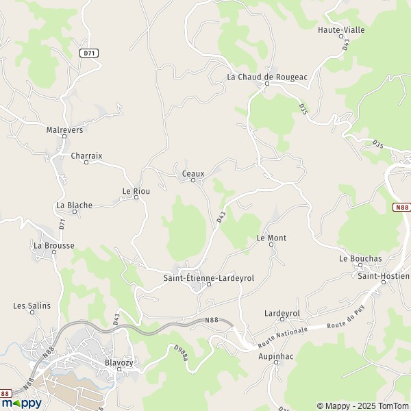 La carte pour la ville de Saint-Étienne-Lardeyrol 43260