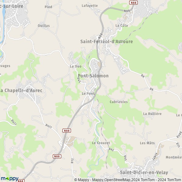 La carte pour la ville de Pont-Salomon 43330