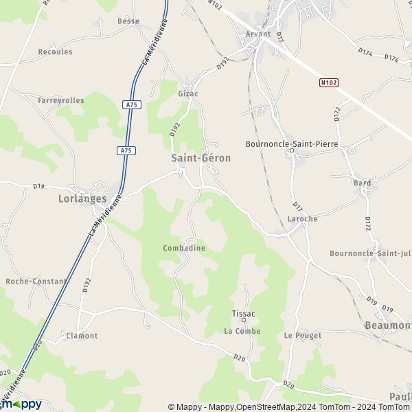 La carte pour la ville de Saint-Géron 43360