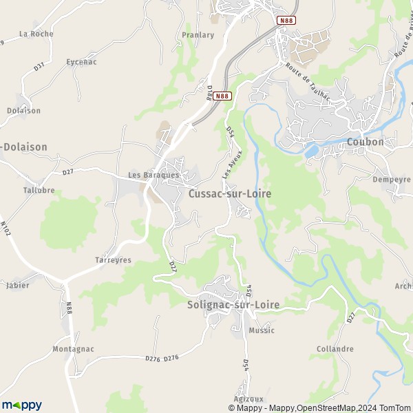 La carte pour la ville de Cussac-sur-Loire 43370