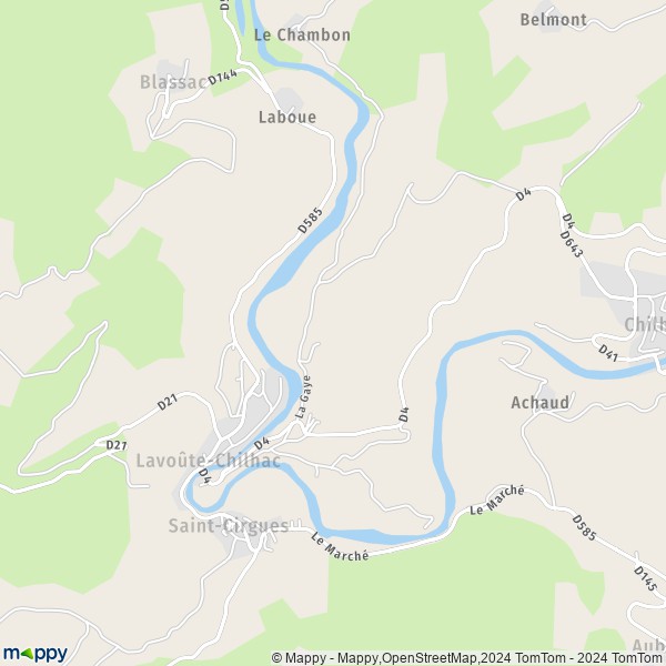 La carte pour la ville de Lavoûte-Chilhac 43380