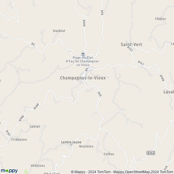 La carte pour la ville de Champagnac-le-Vieux 43440