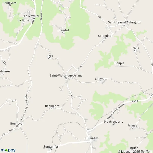 Plan SaintVictorsurArlanc carte de SaintVictorsurArlanc (43500