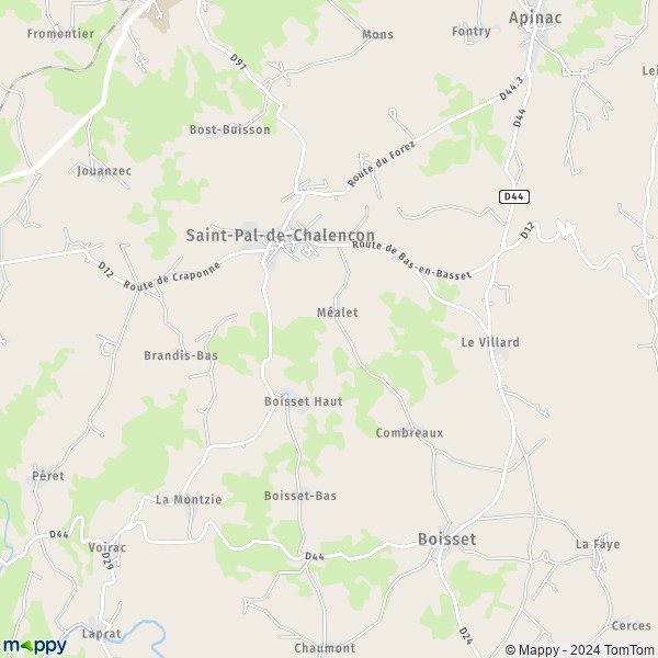 La carte pour la ville de Saint-Pal-de-Chalencon 43500