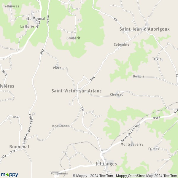 La carte pour la ville de Saint-Victor-sur-Arlanc 43500