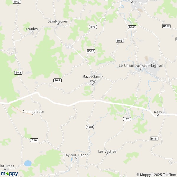 La carte pour la ville de Mazet-Saint-Voy 43520