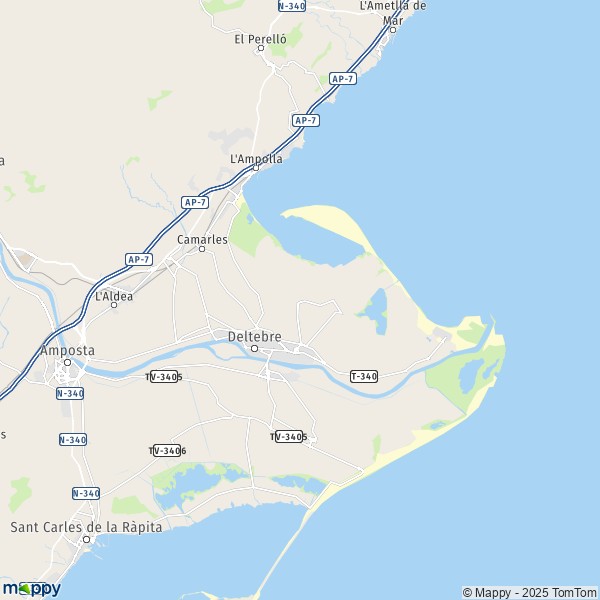 La carte pour la ville de 43580 Deltebre