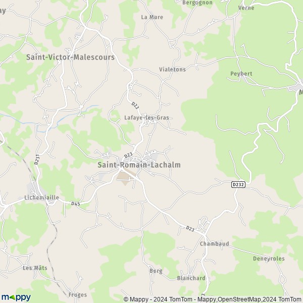 La carte pour la ville de Saint-Romain-Lachalm 43620