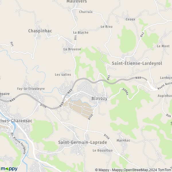 La carte pour la ville de Blavozy 43700