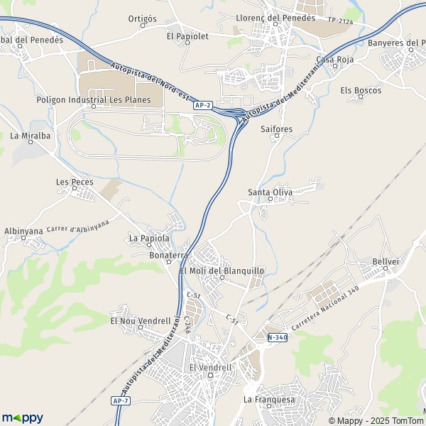 La carte pour la ville de 43710-43718 Santa Oliva