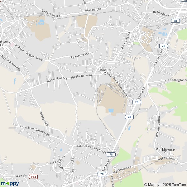 La carte pour la ville de Radlin 44-270-44-310