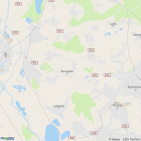 La carte pour la ville de Kornowac 44-285