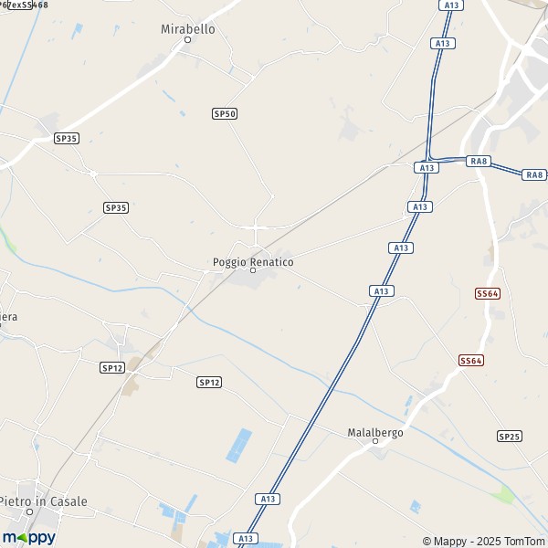 La carte pour la ville de Poggio Renatico 44028