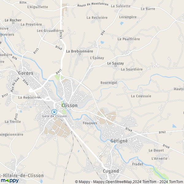 La carte pour la ville de Clisson 44190