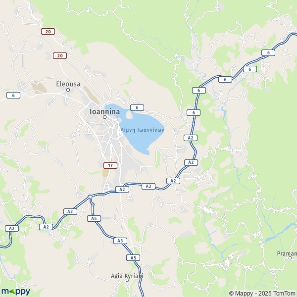La carte pour la ville de Ioannina 442 00-455 80