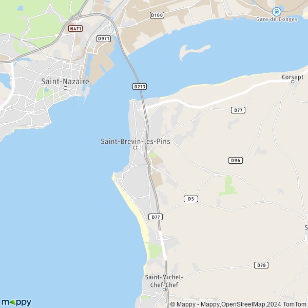 La carte pour la ville de Saint-Brevin-les-Pins 44250