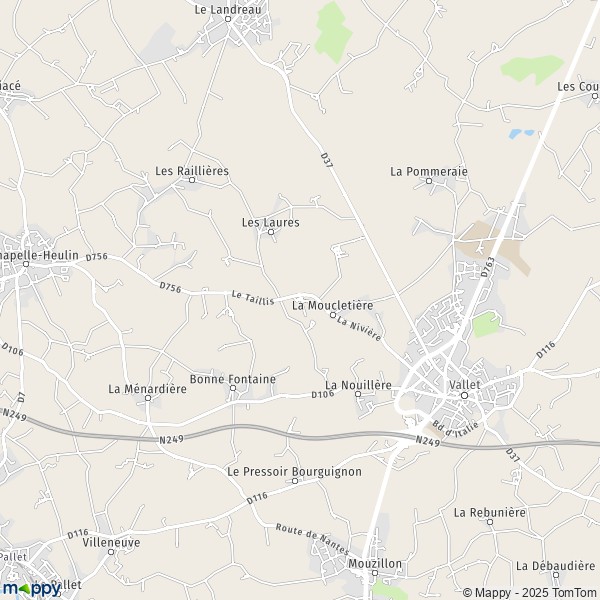 Carte Le Petit Landreau, 44330 Vallet