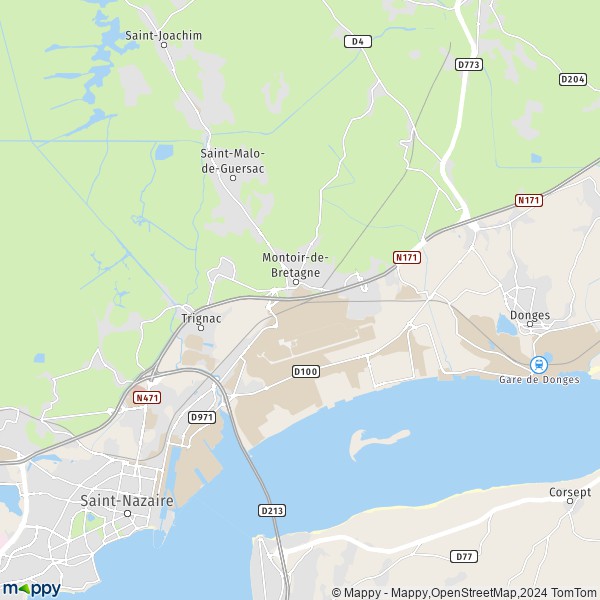La carte pour la ville de Montoir-de-Bretagne 44550