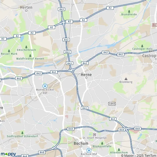 Plan Herne : carte de Herne (44623) et infos pratiques