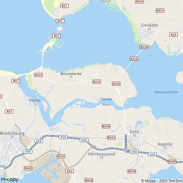 La carte pour la ville de Noord-Beveland 4484-4494