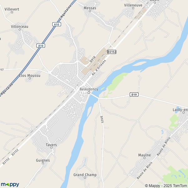 La carte pour la ville de Beaugency 45190