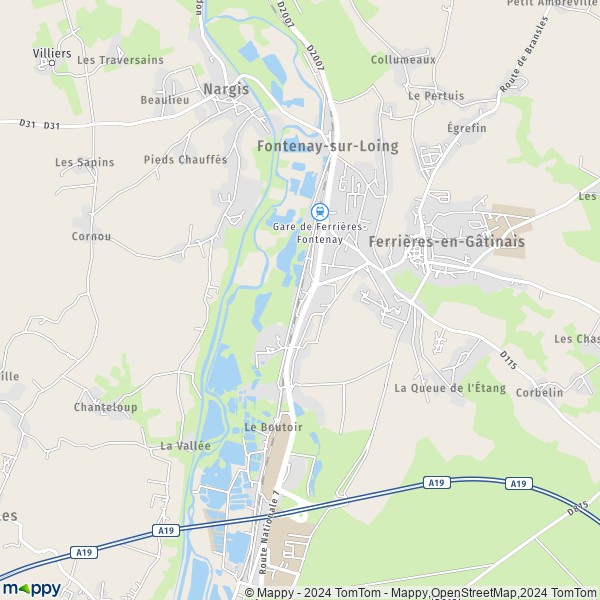 La carte pour la ville de Fontenay-sur-Loing 45210