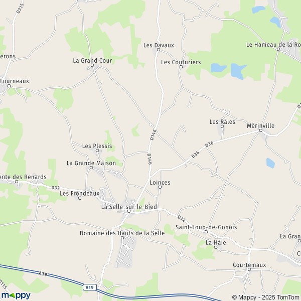 La carte pour la ville de Saint-Loup-de-Gonois, 45210 La Selle-sur-le-Bied