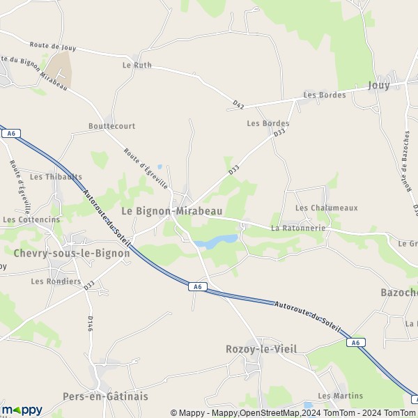 La carte pour la ville de Le Bignon-Mirabeau 45210