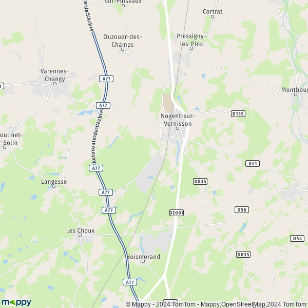 La carte pour la ville de Nogent-sur-Vernisson 45290