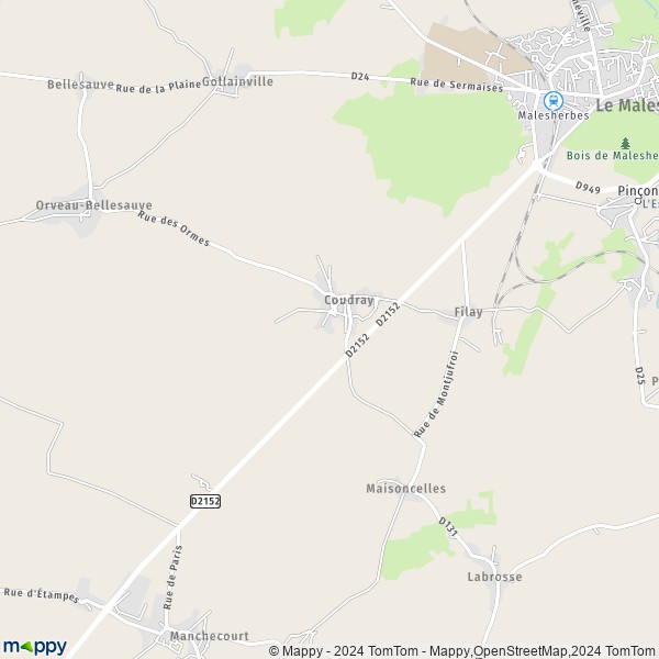 La carte pour la ville de Coudray, 45330 Le Malesherbois