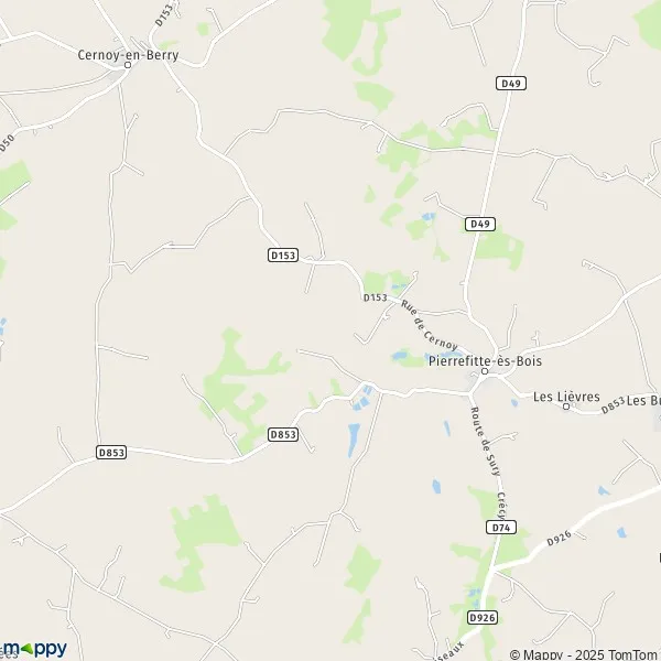 Plan PierrefitteèsBois carte de PierrefitteèsBois (45360) et