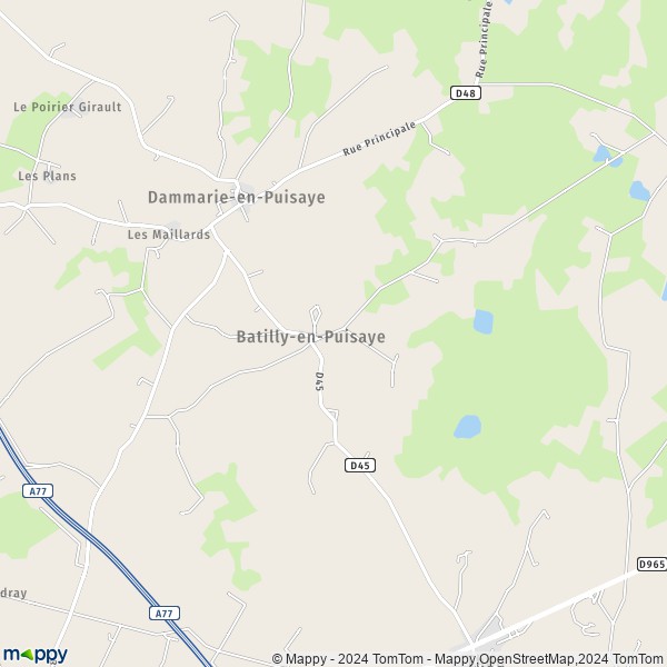 La carte pour la ville de Batilly-en-Puisaye 45420
