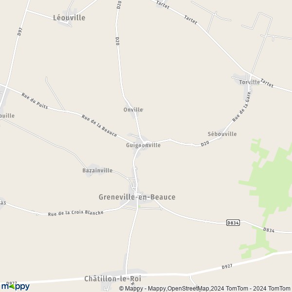 La carte pour la ville de Greneville-en-Beauce 45480