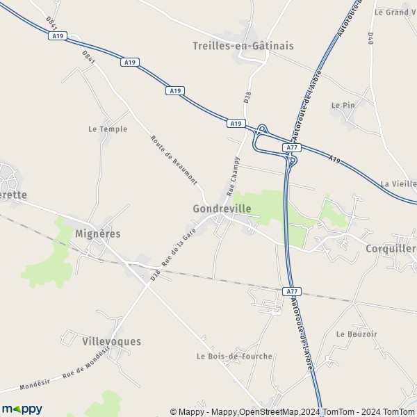 La carte pour la ville de Gondreville 45490